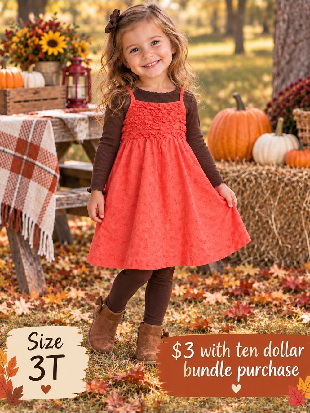 Penelope Mack Coral Dress - 3T